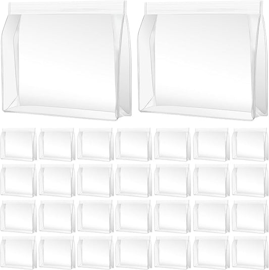 30 Pack Clear Makeup Bag Organizer Cosmetic Zipper Pouch TSA Approved Small Travel Pouches for Toiletries Transparent EVA Reusable Water-resistant Plastic Clear Gift Bags Bulk, 8.7” x 7” x 2.2”