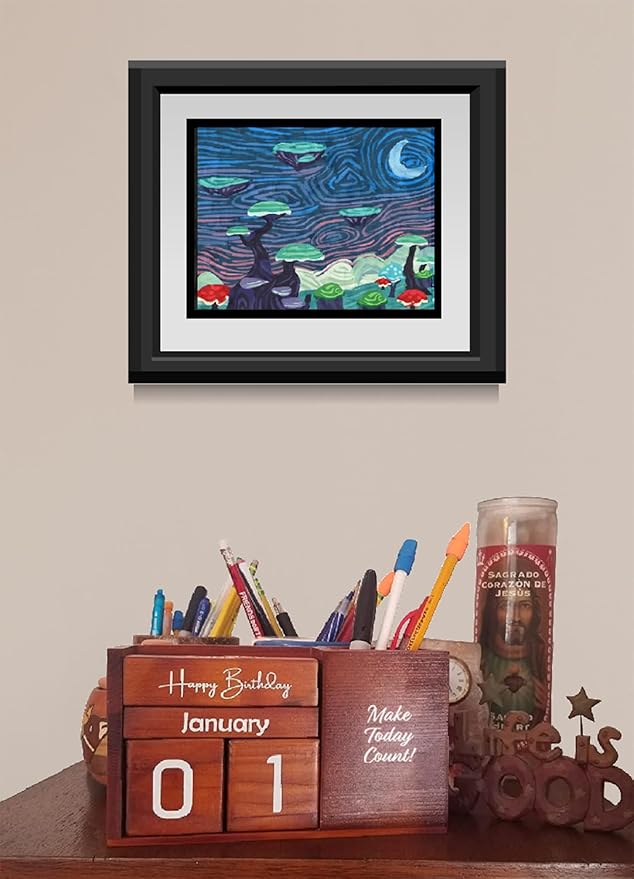 STRIVE ZEN Perpetual Wooden Desk Calendar - Timeless Elegance for Daily, Weekly, and Monthly Planning | Solid Pine Wood, Desk Decoration, and Thoughtful Gift with Bonus Happy Birthday Block Included