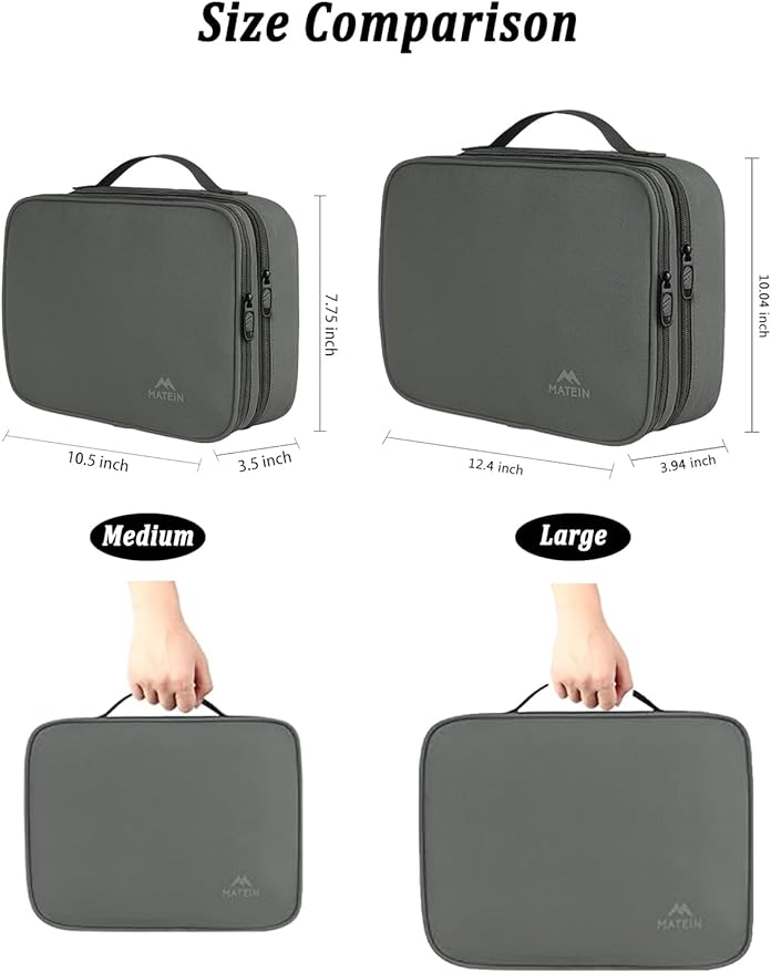 MATEIN Electronics Organizer Travel Case, Large Cable Storage Bag, Water Resistant Carrying Case with Handle, Tech Organizer for Tablet (Up to 12.9inch), USB Charger, Clipper, Grey