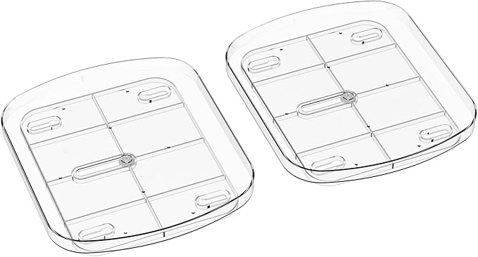 Yieach Clear Refrigerator Lazy Susan Turntable,11.9''x10.2'',Square Fridge Turntable Organizer,Large Rotating Fridge Tray for Kitchen,Countertop,Pantry,Cabinet,Jars and Condiment Organizer,Pack of 2