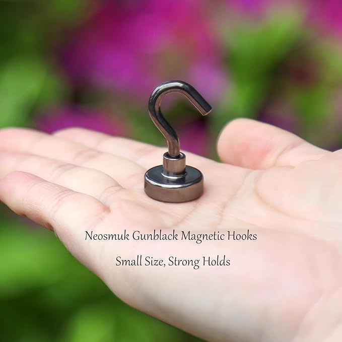 Neosmuk Magnetic Hooks, Heavy Duty 30lb+ Strong Magnet Hook for Cruise Cabins, Cruise Ship Essentials for Hanging, Metal Wall Refrigerator Hangers (Gunmetal, 12 Pack)