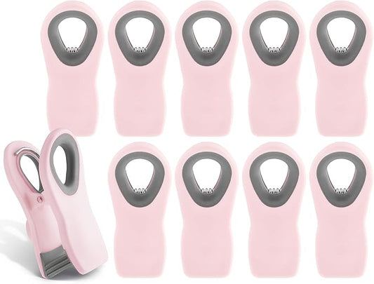 COOK WITH COLOR Bag Clips with Magnet- Food Clips, Chip Clips, Bag Clips for Food Storage with Airtight Seal Grip for Bread Bags, Snack Bags and Food Bags (Pink, Pack of 10)