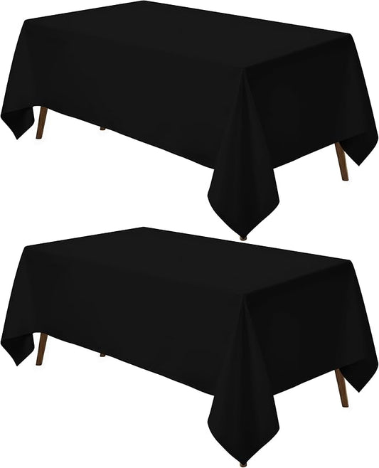 Utopia Kitchen Rectangle Table Cloth 2 Pack(70x120 Inches, Black), Tablecloth Machine Washable, Polyester Table Cover for Dining, Buffet Parties, Picnics, Events, Weddings and Restaurants