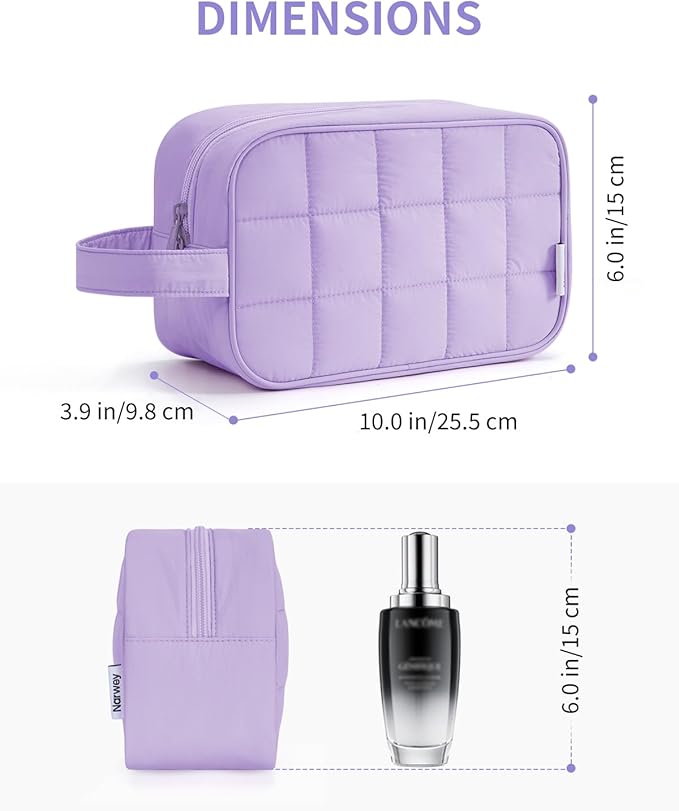 Narwey Puffy Travel Toiletry Bag for Traveling Women Girl, Travel Bag for Toiletries, Cute Travel Makeup Bag Organizer, Quilted Cosmetic Bag Make Up Skincare Medicine Bags