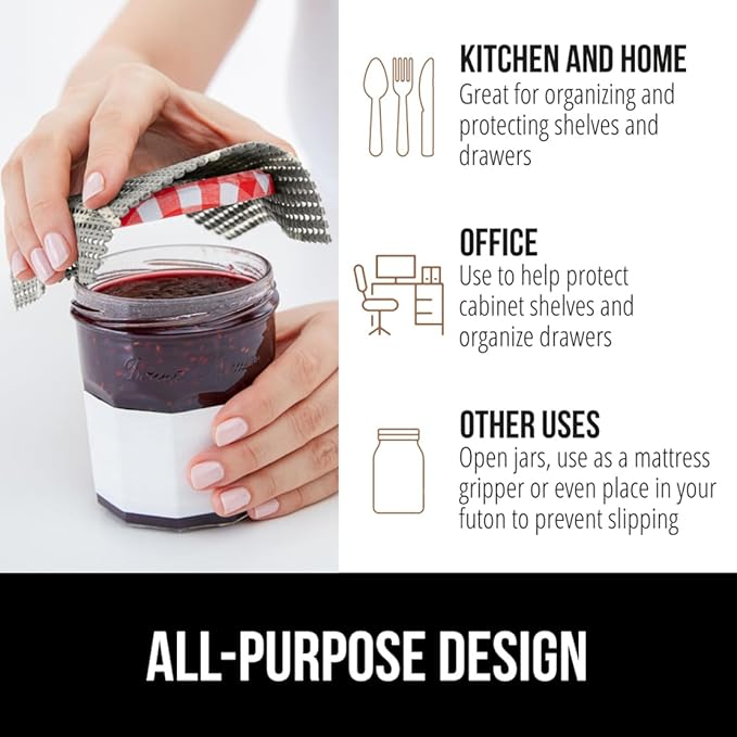 GORILLA GRIP powerGRIP Drawer Shelf and Cabinet Liner, Thick Strong Hold, Non-Adhesive Liners Protect Kitchen Cabinets and Cupboard, Bathroom Drawers, Easy Install, Breathable Mat, 17.5" x30', Gray