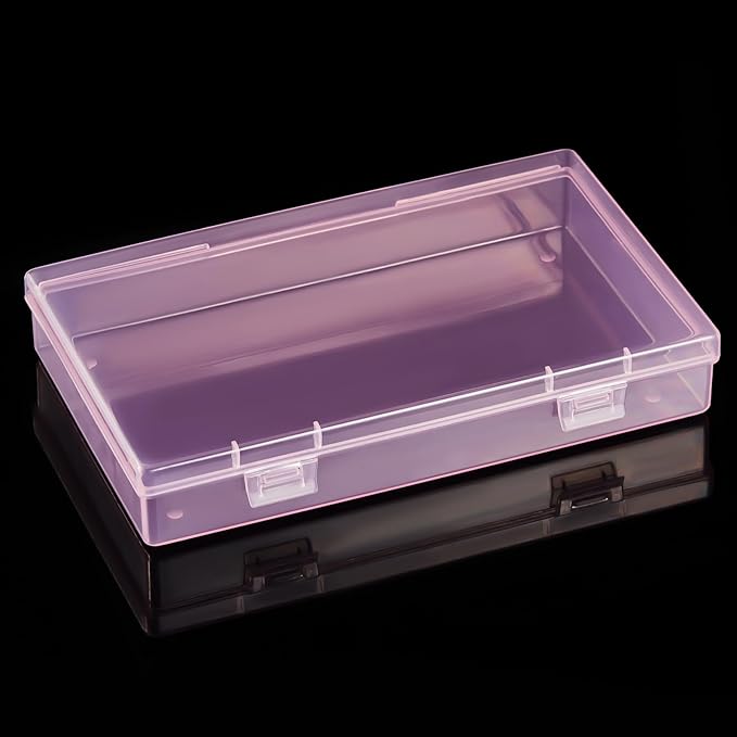 Goodma 4 Pieces Rectangular Plastic Boxes Empty Storage Organizer Containers with Hinged Lids for Small Items and Other Craft Projects (Pink, 7.1 x 4.3 x 1.2 inch)