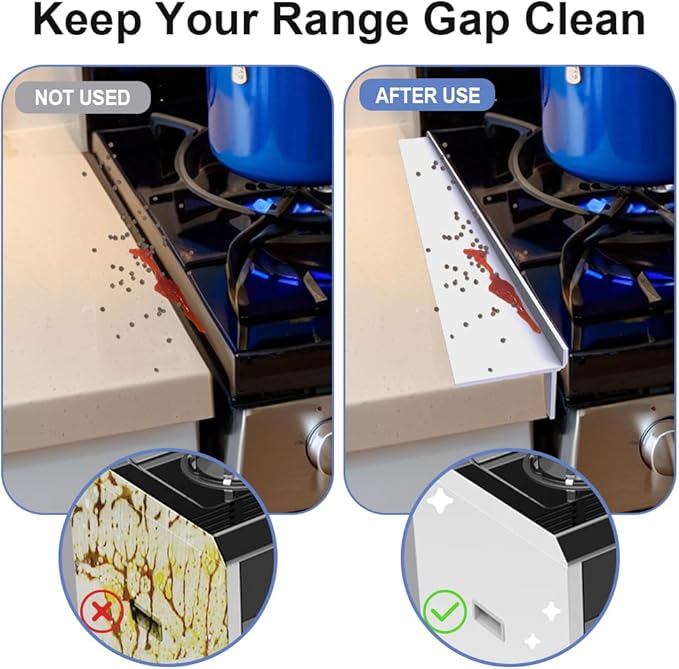 Silicone Stove Gap Covers Folding,25 Inches Stove Gap Filler 2pcs,Kitchen Sealing Strip Between Electric Stove,Countertop,Oven Spacer White