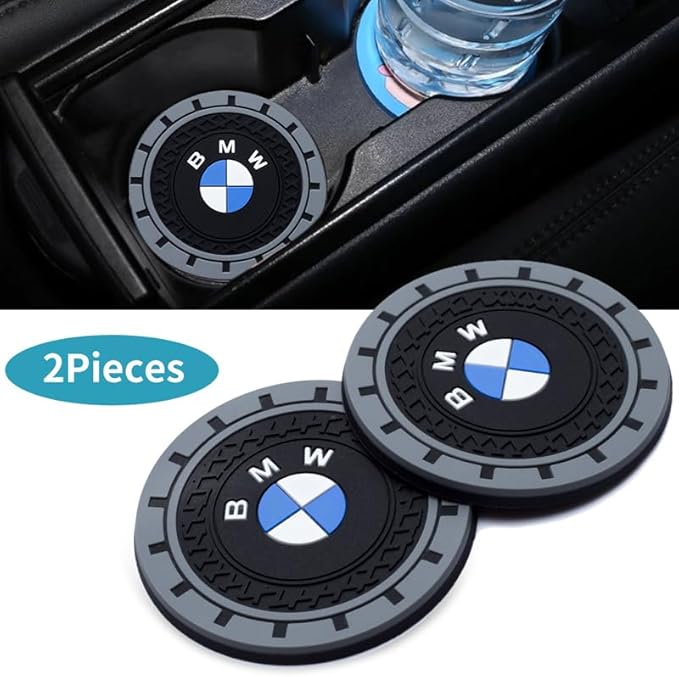 Silicone 2PCS Car Cup Mat Holder Coasters Compatible with BMW X1 X3 X7 X5 X6 1 3 5 6 Series Z4 7 M Series, Non-Slip Car Coasters for Cup Holder Interior