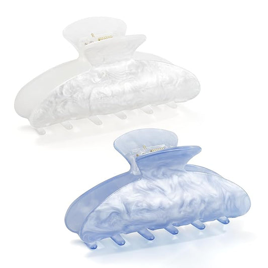 CWJCYTNSN 2 PCS Hair Claw Clips for Women Non-slip Blue Claw Clips Strong Hold Large Hair Clips for Thick Thin Hair Elegant Hair Accessory for Girls