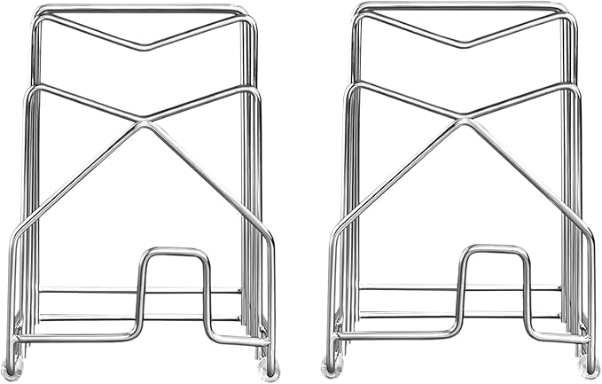 2 Pack Pot Lid Organizer Cutting Board Holder Inside Cabinet 304 Stainless Steel Pots and Pan Organizer Under Cabinet Pot Cover Cookie Sheet Bakeware Serving Tray Cooling Rack Stand Kitchen Countertop