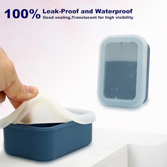Travel Soap Case, Leak Proof Travel Soap Container, Silicone Soap Box with Drainage Layer, Shatterproof Soap Holder for Travel, Camping, Gym (Blue, Regular)