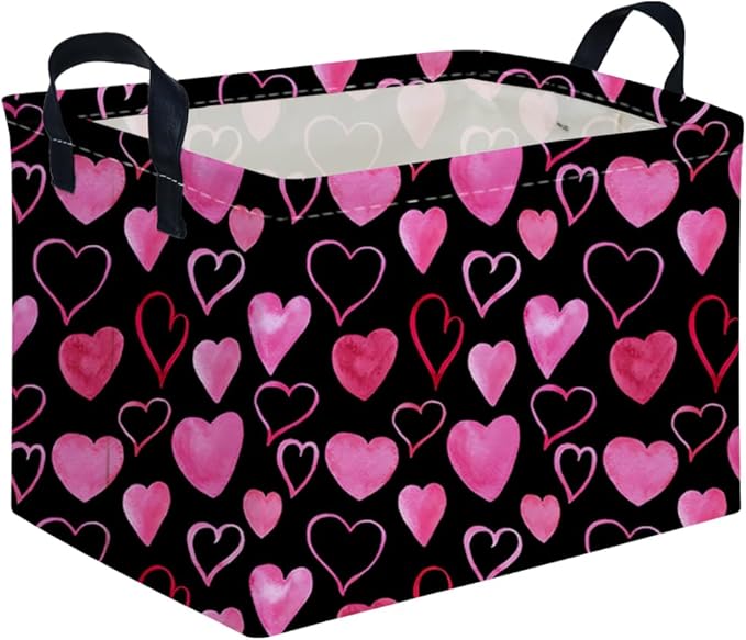 Rectangular Valentine's Day Gift Basket,nursery basket,Girls gift baskets,kids toy storage Bin, Love Heart Room Decor for Home,Shelf Baskets(Attract love)