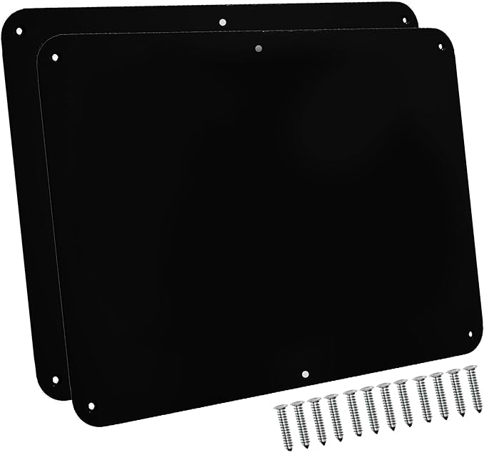 17.5inchX11.5inch Large Stainless Steel Plate for Magnets, 3M Adhesive Back, Mounting Screws, Ideal for Magnetic Shelf, Spice Holders, Colorful Magnets as a Gift. Mount Anywhere! (Black, 2 Pack)