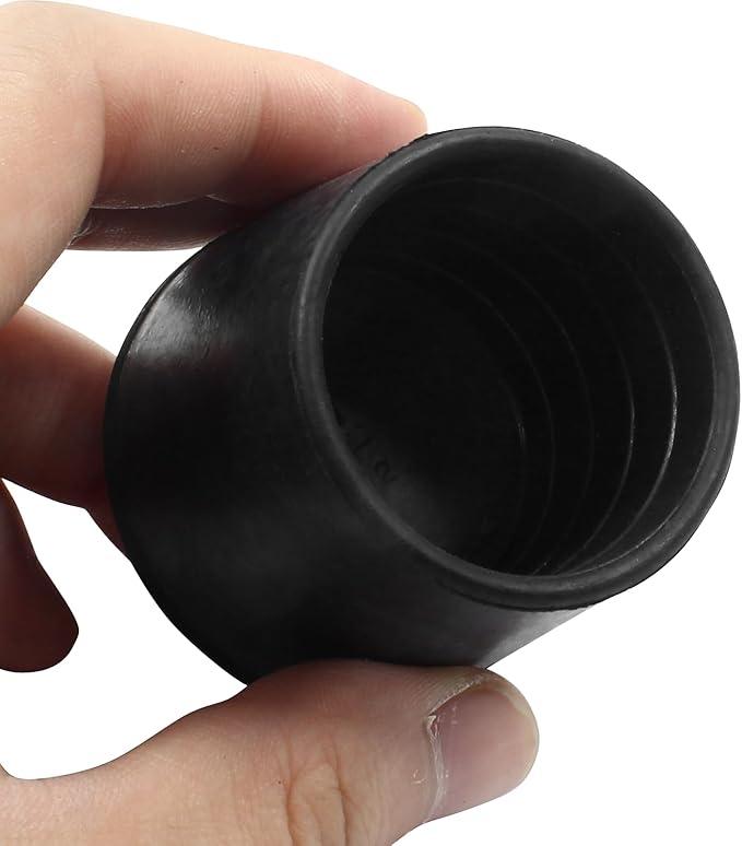 4Pcs 1-1/2 Inch (38mm) Chair Leg Tips Caps, Round Rubber Non-Slip Folding Chair Leg End Caps Black Furniture Table Feet Caps Floor Protector Cover for Hardwood Floors