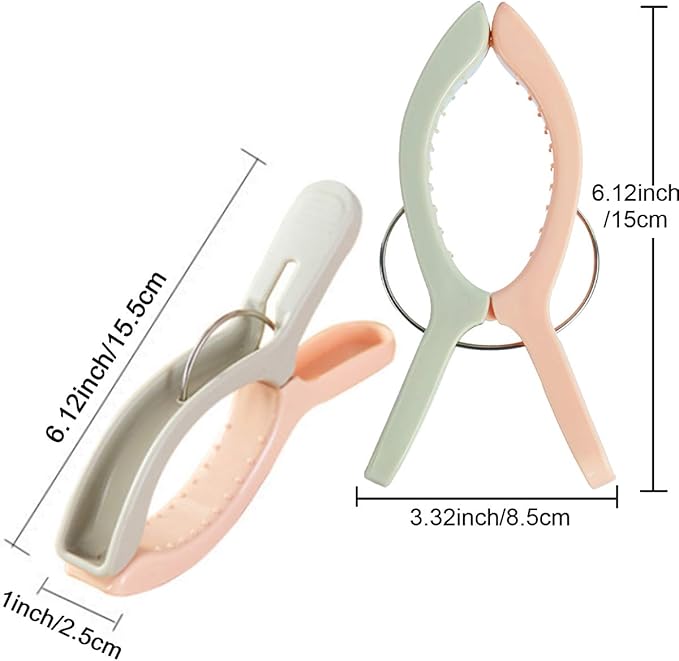 10 Pack Beach Towel Clips for Beach Chairs Jumbo Size Towel Clamps Lounge Pool Chairs on Cruise Chair Plastic Clothes Pegs Hanging Clip Clamps Large Items Cruise Vacation