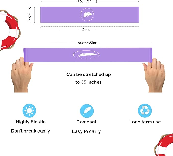 Towel Bands (6 Pack) - Stretch Beach Towel Clips for Beach, Pool, Cruise Chairs; Purple