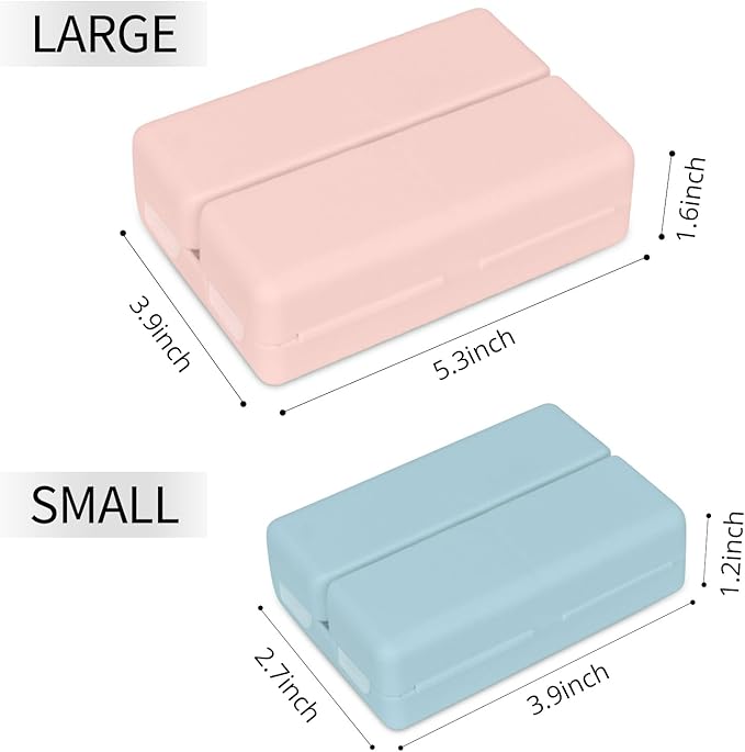 FYY 2 Pcs Daily Pill Organizer, 7 Compartments Portable Pill Case Travel Pill Organizer,[Folding Design] Pill Box for Purse Pocket to Hold Vitamins,Cod Liver Oil,Supplements and Medication-Navy+Pink