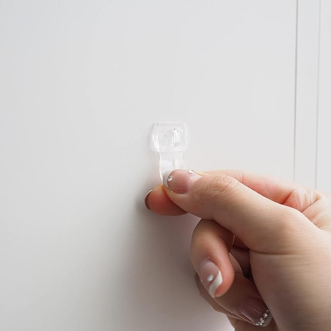 240 Mini Clear Light Clips with 300 Adhesive Strips, Damage-Free Indoor Mini Wall Hooks for Hanging, Removable Clips for Christmas Decoration