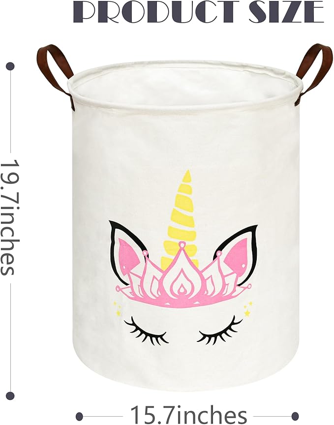 Baby Waterproof Storage Basket Kids Hamper Nursery Bins Organizer Gift Toy Box Laundry Basket for Women Large Canvas Collapsible Chest for Home/Dorm/Office/Room Decor