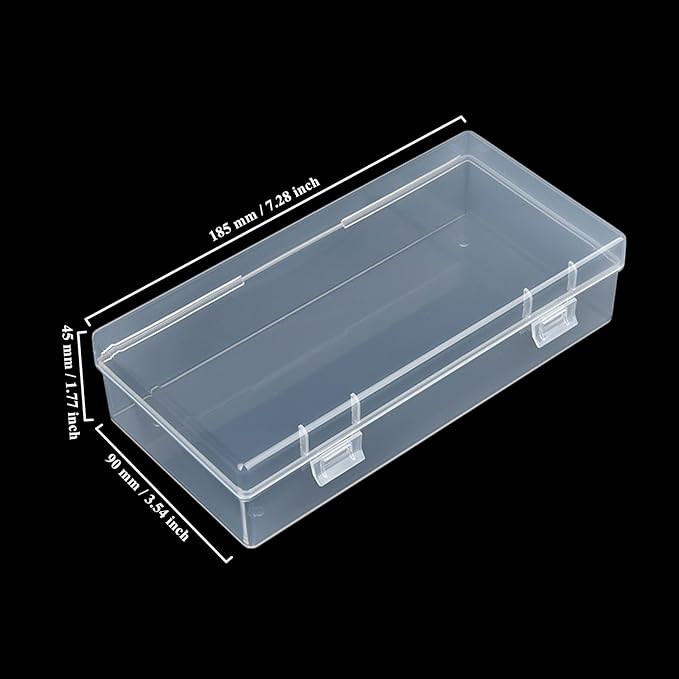 LJY 6 Pieces Rectangular Empty Mini Clear Plastic Organizer Storage Box Containers with Hinged Lids (7.3 x 3.5 x 1.8 inch, Transparent)