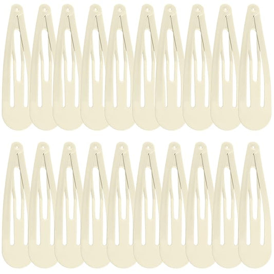 WILLBOND 30 Pieces 3.1 Inch Large Metal Snap Hair Clips Nonslip Barrettes Women Hair Accessories (White)