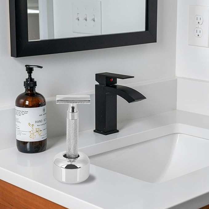 2 Pack Aluminum Alloy Razor Base, Safety Razor Alloy Stand for Bathroom Accessory, Desk Pen Holder Toothbrush Shaving Base