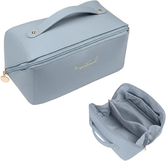 Travel Makeup Bag,Large Capacity Cosmetic Bags for Women,Waterproof Portable Pouch Open Flat Toiletry Bag Pattern Makeup Bag