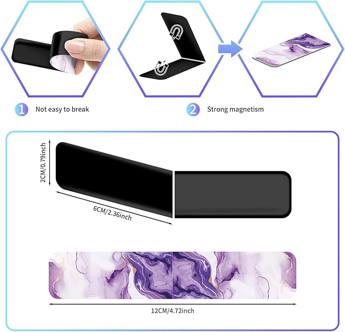 96 Pieces Magnetic Bookmarks Magnet Page Markers - Book Marks for Reading Women & Men with Storage Boxes - Cute Magnet Bookmark Clips for Reading Pleasure（Marble）