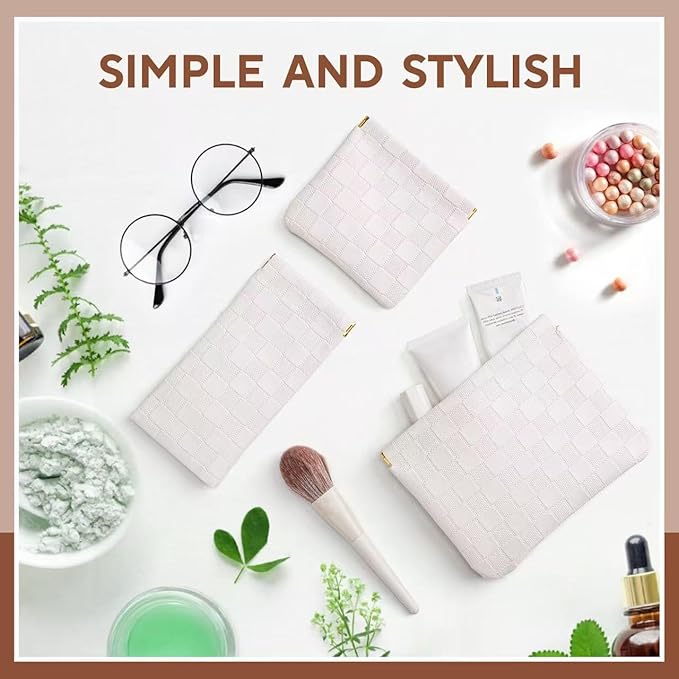 3PCS Small Makeup Bag for Purse，Waterproof Leather Portable Mini Makeup Bag,Snap Closure Organizer Pouch for Coin Cards Jewelry Lipstick Cosmetic Accessories，Small Travel Kit Storage Pouch