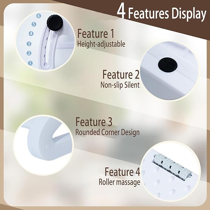 Under Desk Foot Rest for Office, Adjustable Ergonomic Accessories Portable Small Foot Stool Massager, Computer Foot Hammock Rest for High Gaming Chair Tall Footrest for Couch(White)