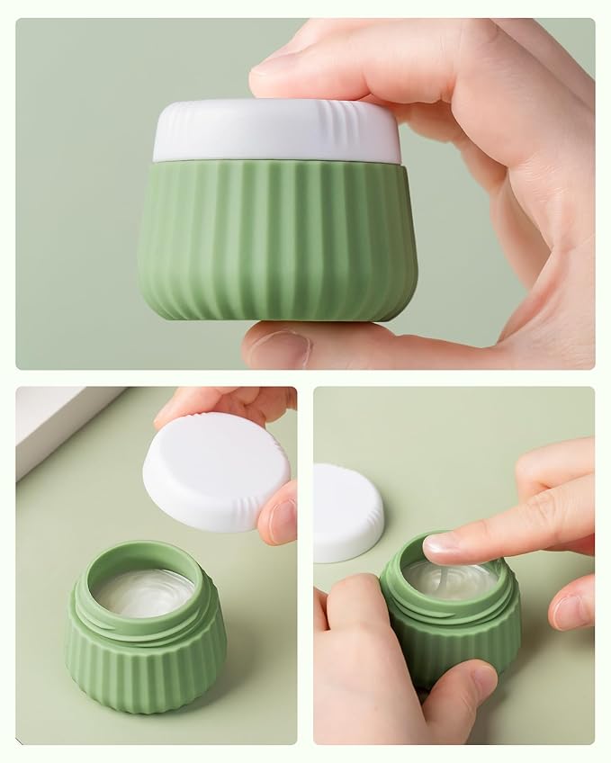 Travel Containers for Toiletries 4 Pack, TSA Approved Travel Size Toiletries, With Clear Bag Leak Proof Silicone Jars, Cream Jars, Carrying Small Items