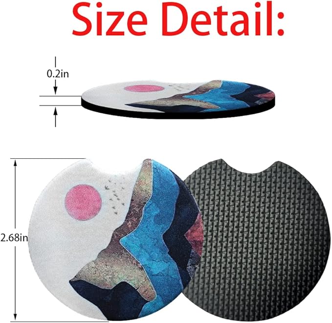 Moly Magnolia 2 Pack Car Coasters for Drinks Absorbent - 2.75 Inch Cute Car Cup Holder Coasters for Women, Removable Cup Holder Coaster for Women Girls, Car Interior Accessories (Style C)