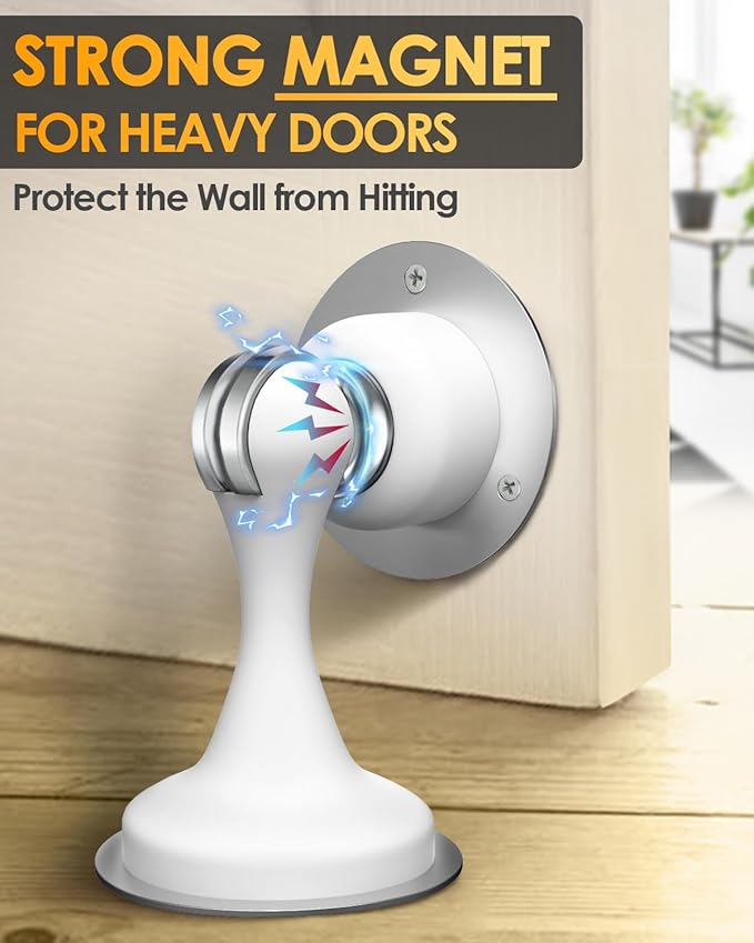 Magnetic Door Stoppers 2 Pack, Door Stops for Wall and Floor Mounting, Door stoppers for Bottom of Door Door Holder Keep Door Open, No Drilling Door Stop with 3D Adhesive Tapes