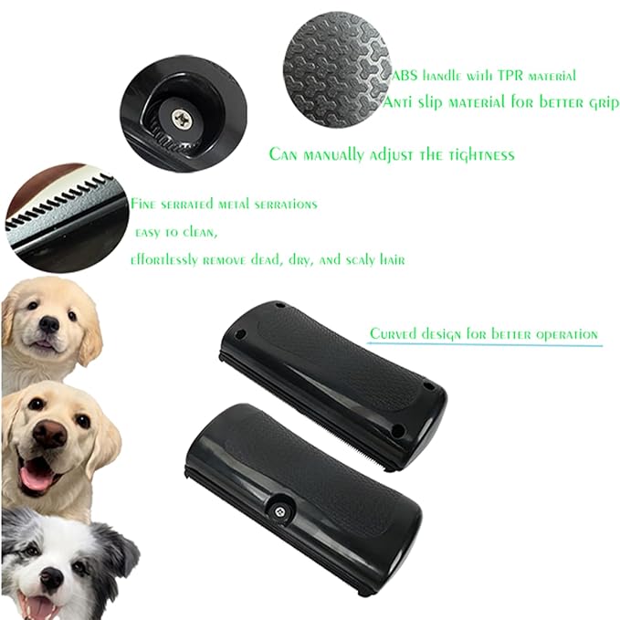 Metal Comb - Short Hair Dog Grooming Tool for Cats， Dogs & Horses, Stainless Steel Hair Removal Brush for Shedding Control & Skin Massage