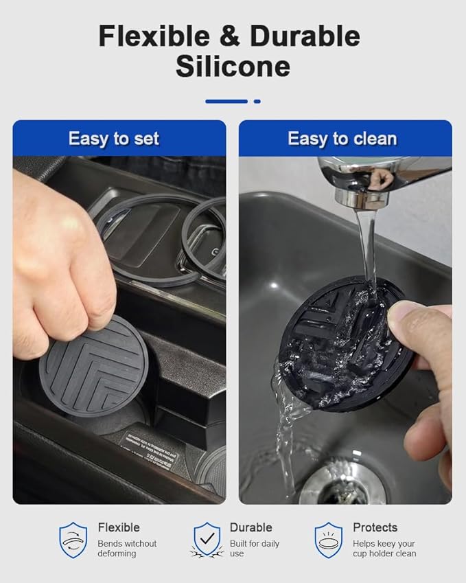 FitRing Adjustable Car Cup Holder Coasters, 2.75"–3.54" Adjustable Diameter, Silicone Coaster Upgrade Helps Reduce Side Gaps and Stay Put, 2-Pack