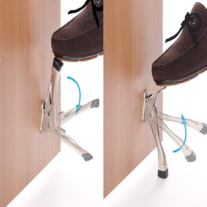 Gotega Door Stopper, 1 Packs Kickdown Door Stop with One Touch Adjustable Height and Rubber Tip 4 Inches, Heavy Duty Door Stops, Door Holder, Bottom of Door - Satin Nickel