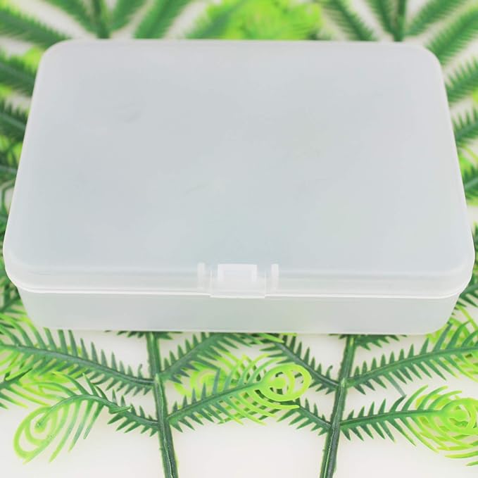 LJY 12 Pieces Rectangular Empty Mini Clear Plastic Organizer Storage Box Containers with Hinged Lids (4.5 x 3.3 x 1.1 inch, Frosted White)