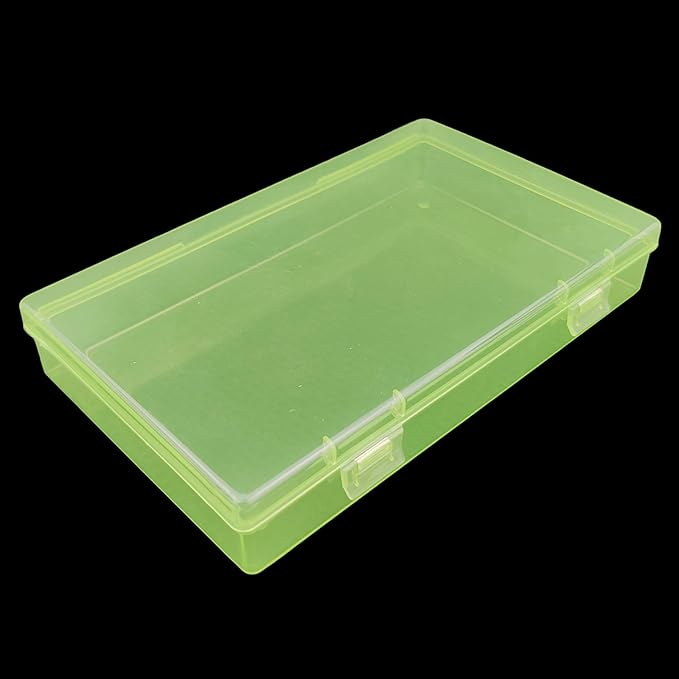 Goodma 4 Pieces Rectangular Plastic Boxes Empty Storage Organizer Containers with Hinged Lids for Small Items and Other Craft Projects (Green, 7.1 x 4.3 x 1.2 inch)