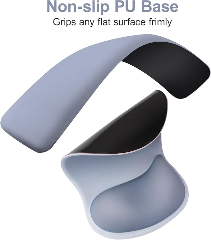 MOSISO Wrist Rest Support for Mouse Pad&Keyboard Set, Ergonomic Mousepad with Concave Curved Memory Foam, Non-Slip Base Pain Relief Comfortable Rectangular Easy Typing Pad for Home/Office,Stone Blue