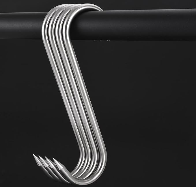 10 Inch Meat Hook, Heavy Duty 10mm S-Hooks Stainless Steel Meat Processing Butcher Hooks (10mm10inch)