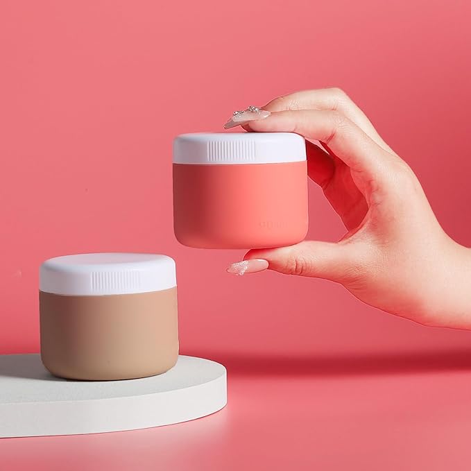 Travel Containers for Toiletries, Silicone Cream Jars BPA-Free, Leak-proof 1.35oz Travel Size Containers, Portable Size Silicone Jars with Lid for Cosmetic Face Hand Body Cream (4 Pack)