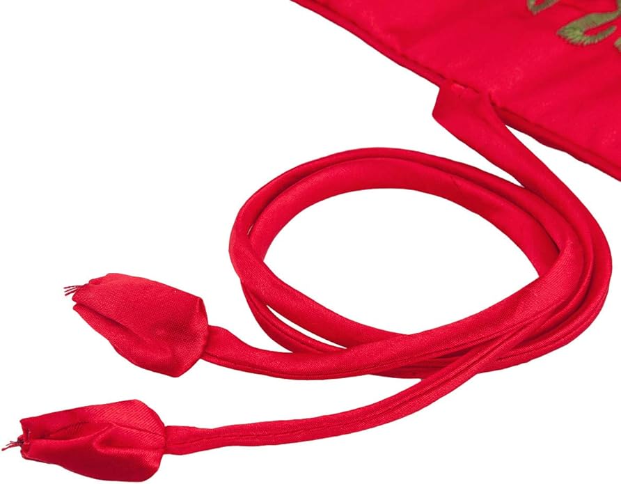 TUMBEELLUWA Embroidery Travel Jewelry Bag Roll Embroidered Flower and Bird Brocade Organizer with Tie Close