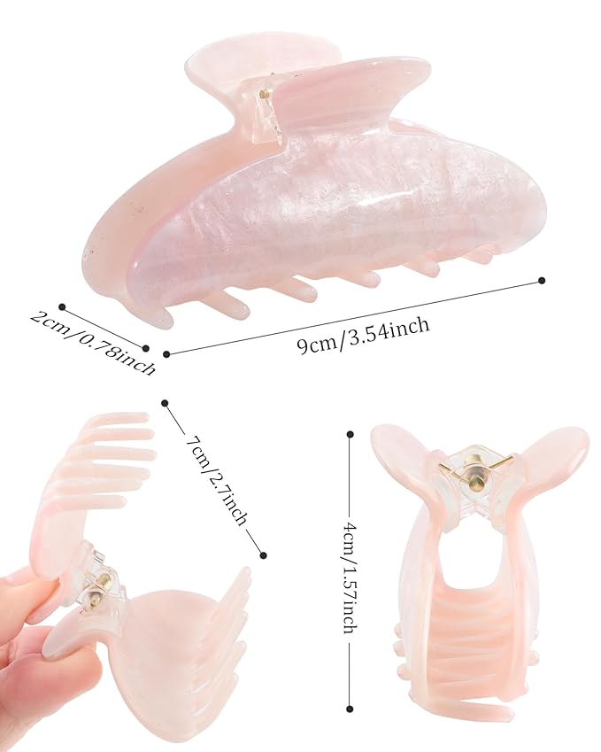 4Pcs Large Hair Claw Clips - Acrylic Big Hair Clips for Thick Hair Strong Hold Hair Jaw Clips Non-slip Banana Hair Barrettes Clips for Women Girls (Sparkle(white/purple/pink/green))