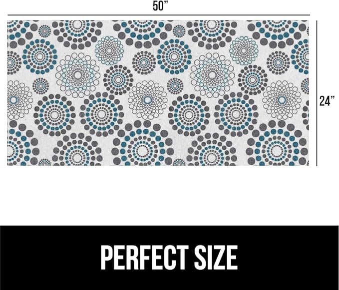 GORILLA GRIP LeakGuard Non-Adhesive Under Sink Mat for Kitchen Cabinet, 24x50, Waterproof Quick Dry Shelf Liner, Durable Absorbent Felt Mats for Bathroom Sink, Cabinets, Dresser, Spiral Gray Turquoise