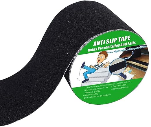 Anti Slip Tape, High Traction,Strong Grip Abrasive, Not Easy Leaving Adhesive Residue, Indoor & Outdoor (4" Width x 190" Long, Black)