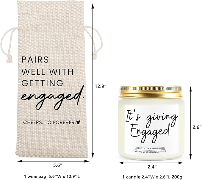 Engaged Engagement Gifts for Couples Her Engagement Party Decorations Bridal Shower Decorations Wine Bag Scented Candles Set Cheers To Forever Wine Bag It's Giving Engaged