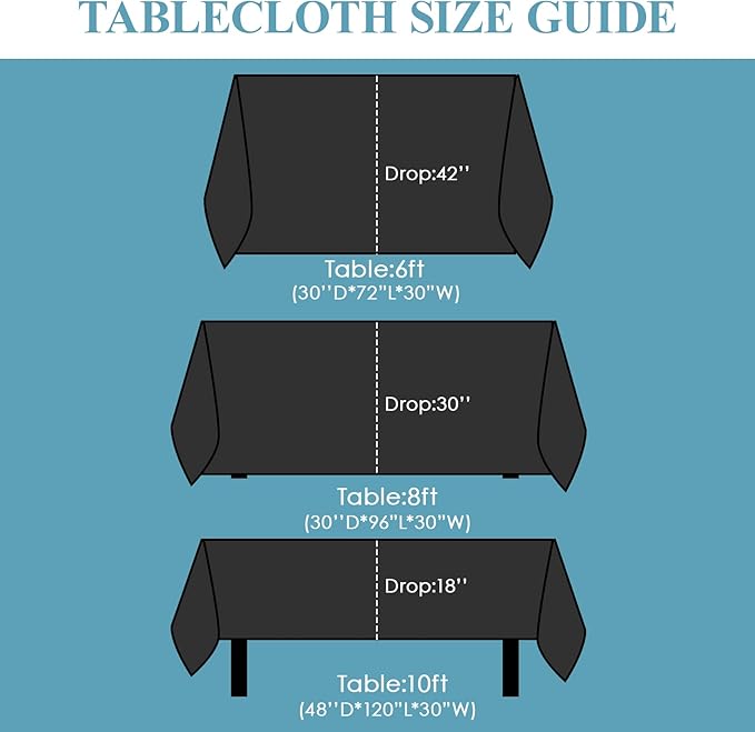 VidaFete 90 * 156inch 2pack Rectangle Table Cloth Polyester, Stain Wrinkle Resistant Dining Table Cover for Kitchen Dining Party Wedding Rectangular Tabletop Buffet Decoration(Black)