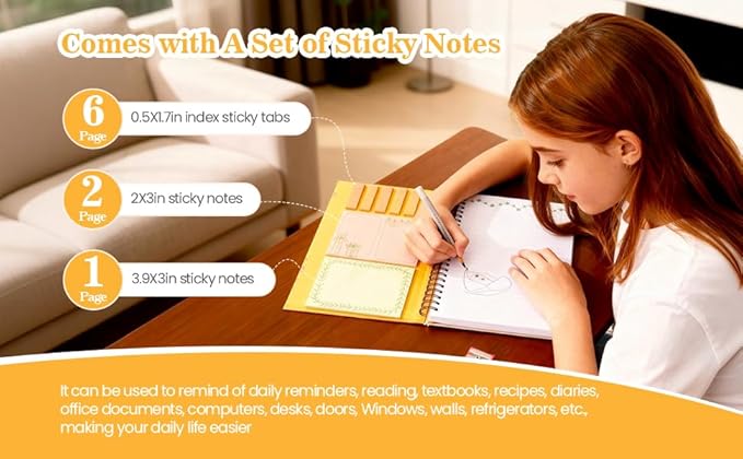 A5 Spiral Sticky Notebook,with 9 pads of decorated sticky notes and a handy notebook,Chrismas Note Pads Teacher Appreciation Gift XMS Gift Writing Memo Pads School Office Supplies and Daily Life Organization (Cedar)