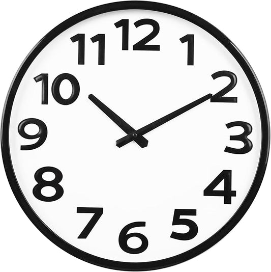 Modern Silent Wall Clock 16 Inch – Large Easy-to-Read Numbers, Battery Operated Non-Ticking Analog Clock for Living Room, Kitchen, Office - Minimalist Round Decor