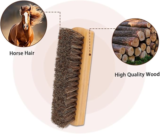 Shoe Brush, Horsehair Shoe Brush Shoe Cleaning Brush Boot Brush for Leather, Shoe Brushes Shoe Shine Brush Brush Shoe Polish Brush for Cleaning and Care Leather Shoes Clean Dauber Applicators